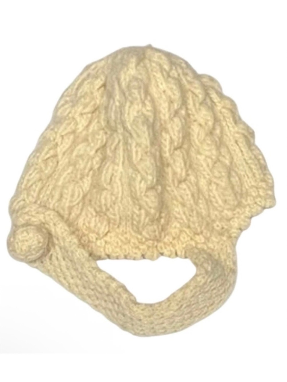 Vintage 100% Wool Zwicker Cream Handcrafted Soft Infant Baby Button Hat Cap